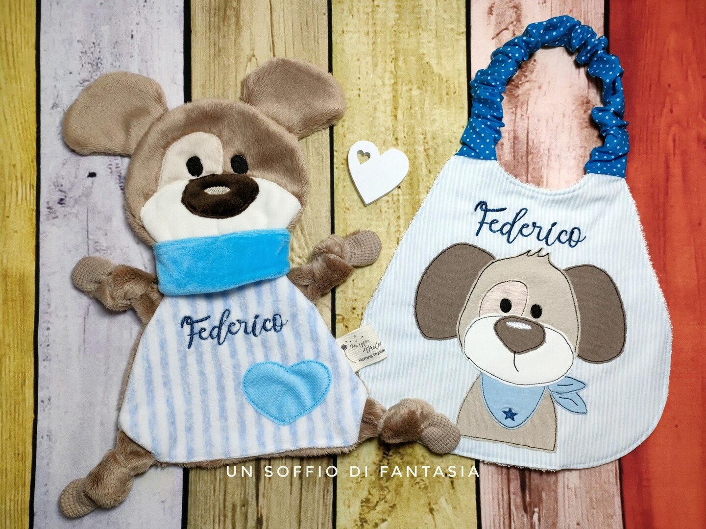 Set doudou e bavaglino cagnolino