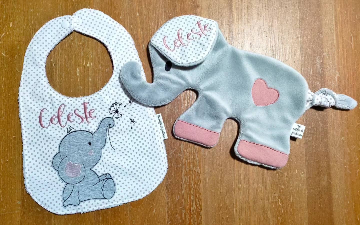 set elefante dou dou con bavaglino
